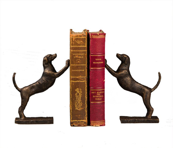HC630 Bronze Leaning Hound Iron Bookends (Pack of 2) by Dessau Home