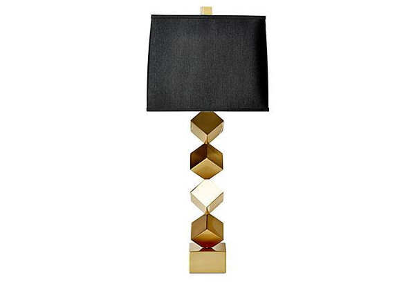 KY023 Antique Brass Stacked Cube Lamp 3 Way by Dessau Home