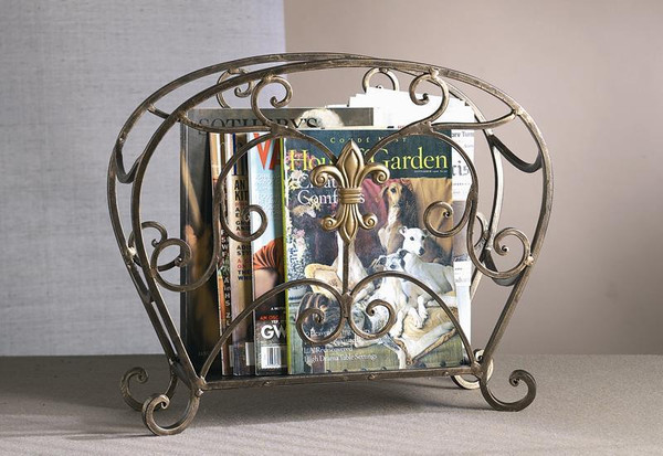 ME2067 Fleur De Lis Bronze Iron Magazine Holder by Dessau Home