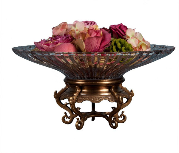NT176/J Antique Brass Stand With Crystal Bowl by Dessau Home