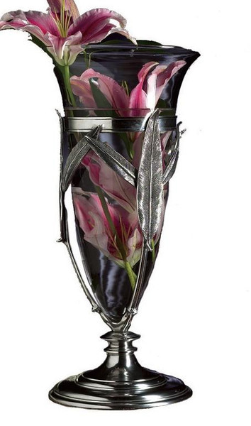 NT287 Antique Silver Aluminum Brass Floating Vase by Dessau Home