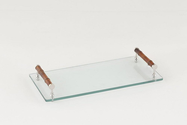 ST424 Glass And Bamboo Rectangle Tray (Pack of 2) by Dessau Home
