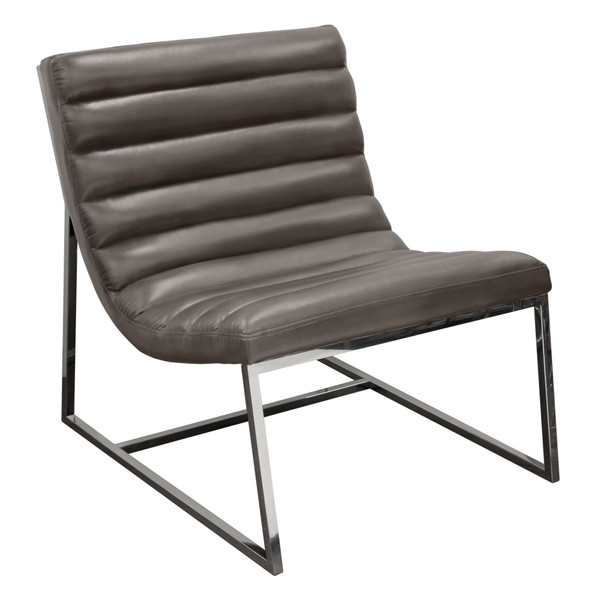 Bardot Lounge Chair w/ Stainless Steel Frame - Elephant Grey BARDOTCHEG