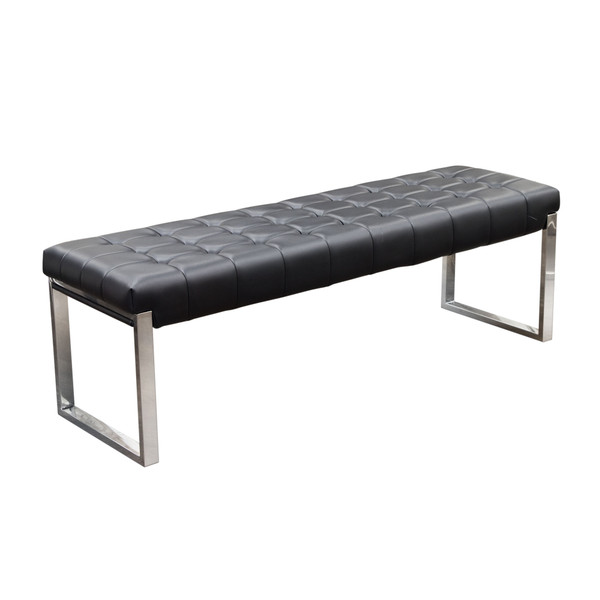 Knox Backless, Tufted Bench w/ Stainless Steel Frame - Black KNOXBEBL