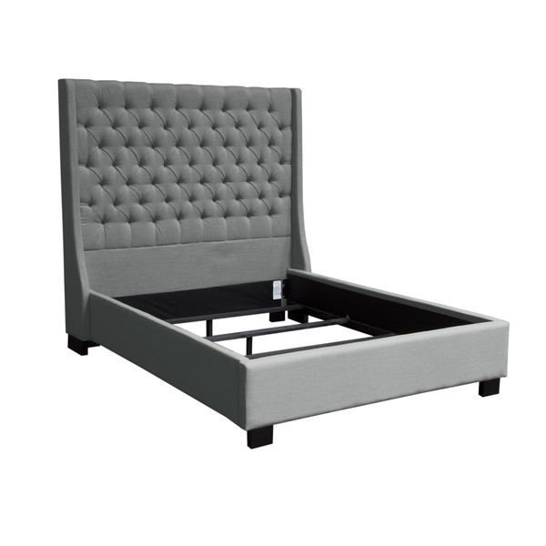 Park Ave Queen Tufted Wing Bed - Grey PARKAVEGRQUBED