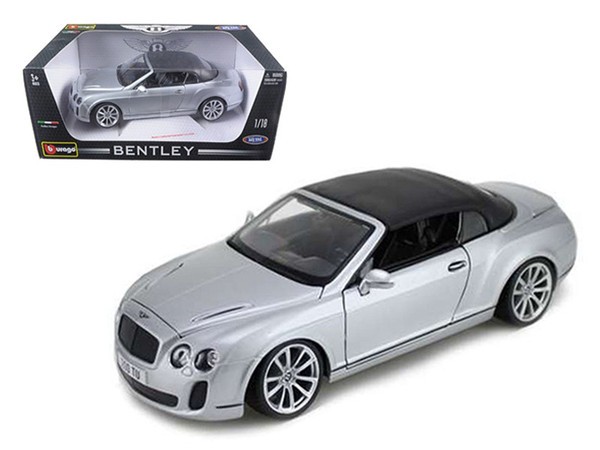 2012-2013 Bentley Continental Supersports Soft Top Silver 1/18 Diecast Car Model by Bburago 11037s