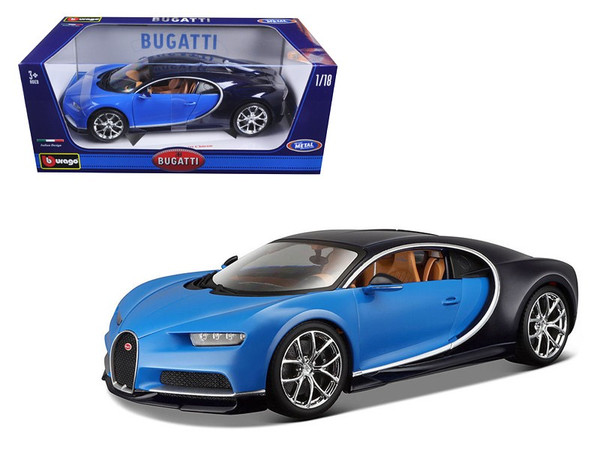 2016 Bugatti Chiron Blue 1/18 Diecast Model Car by Bburago 11040BL