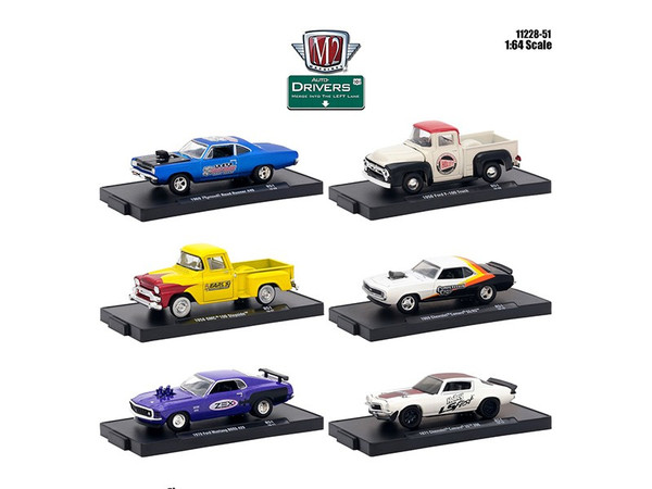 Drivers 6 Cars Set Release 51 in Blister Packs 1/64 Diecast Model Cars by M2 Machines 11228-51