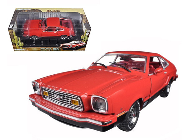 1976 Ford Mustang II Mach 1 Red with Black 1/18 Diecast Car Model by Greenlight 12867