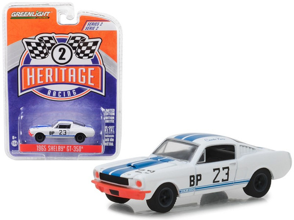 1965 Ford Mustang Shelby Gt350 Bp #23 Charlie Kemp White With Blue Stripes "Ford Racing Heritage" Series 2 1/64 Diecast Model Car By Greenlight (Pack Of 3) 13220D