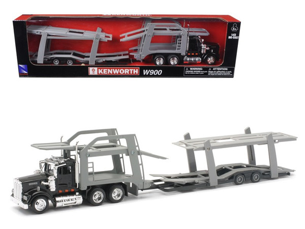 Kenworth W900 Black with twin Auto Carrier 1/43 by New Ray 15213F