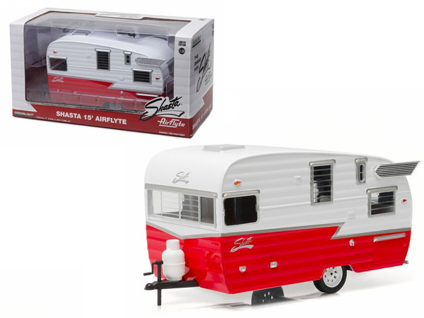 Shasta Airflyte 15"' Camper Trailer Red for 1/24 Scale Model Cars and Trucks 1/24 Diecast Model by Greenlight 18225