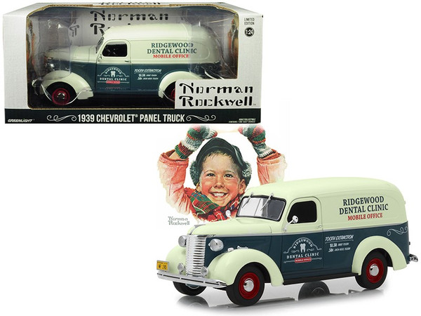 1939 Chevrolet Panel Truck "Ridgewood Dental Clinic" "Norman Rockwell Delivery Vehicles" Series Dark Gray and White 1/24 Diecast Model Car by Greenlight 18249