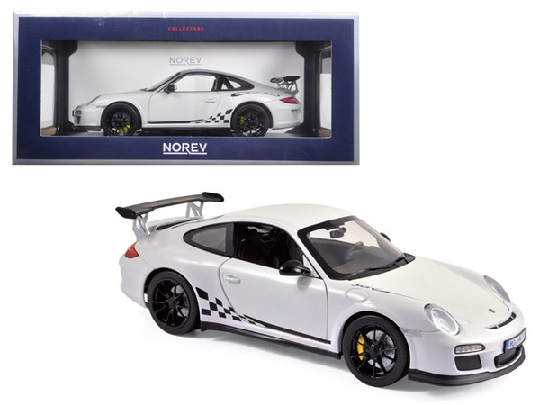 2010 Porsche 911 GT3 RS White and Black Trim 1/18 Diecast Model Car by Norev 187561