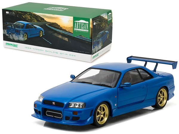 1999 Nissan Skyline GT-R (R34) Bayside Blue 1/18 Diecast Model Car by Greenlight 19032