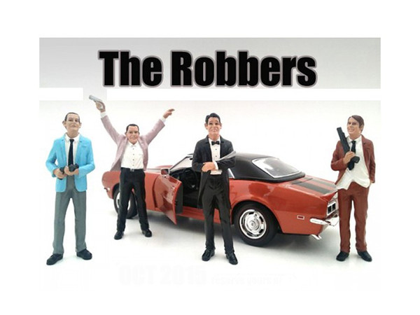 "The Robbers" 4 Piece Figure Set For 1:18 Scale Models by American Diorama 23883-23884-23885-23886