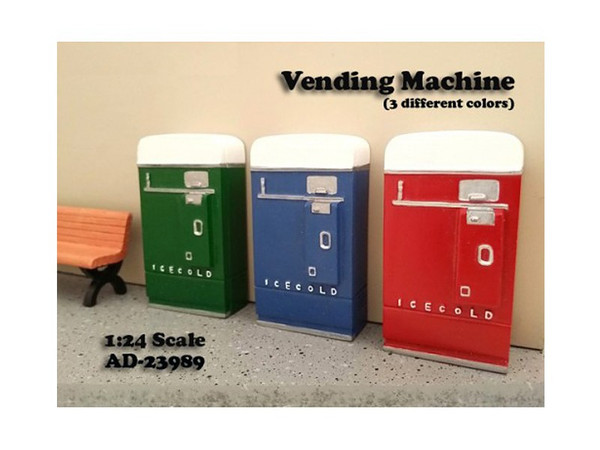 1 Piece Vending Machine Accessory Diorama Blue For 1:24 Scale Models By American Diorama (Pack Of 3) 23989B