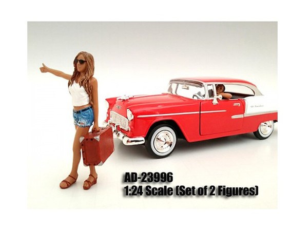 Hitchhiker 2 Piece Figure Set For 1:24 Scale Models By American Diorama (Pack Of 3) 23996