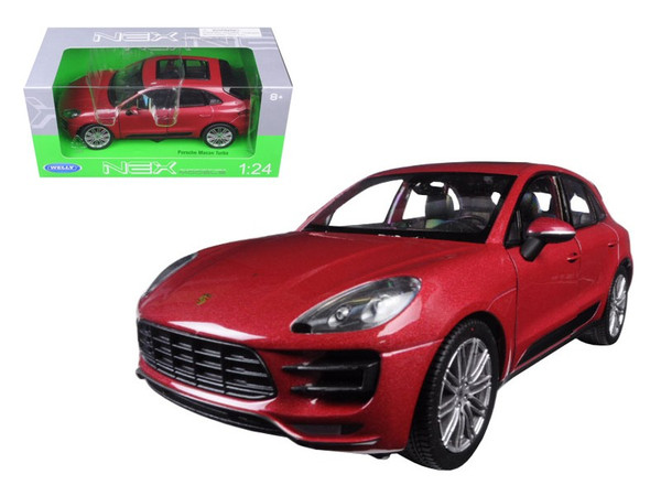 Porsche Macan Turbo Red 1/24 Diecast Model Car By Welly (Pack Of 2) 24047r