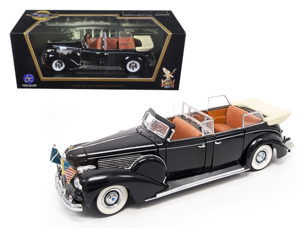 1939 Lincoln Sunshine V12 Limousine with Flags 1/24 Diecast Model Car by Road Signature 24088