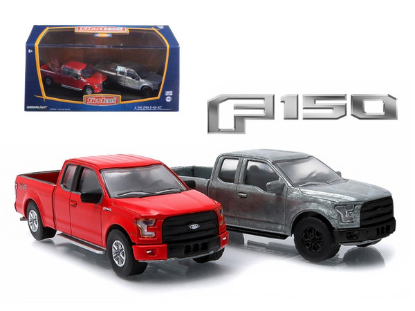 2015 Ford F-150 Pickup Trucks Hobby Only Exclusive 2 Cars Set 1/64 Diecast Models By Greenlight (Pack Of 2) 29828