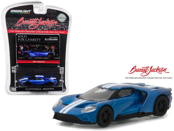 2017 Ford Gt Liquid Blue With White Stripes Barrett-Jackson Scottsdale, Arizona "Ignite Program Charity Car" Hobby Exclusive 1/64 Diecast Model Car By Greenlight (Pack Of 3) 29964