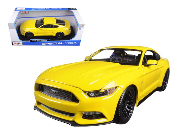 2015 Ford Mustang GT 5.0 Yellow 1/18 Diecast Model Car by Maisto 31197y