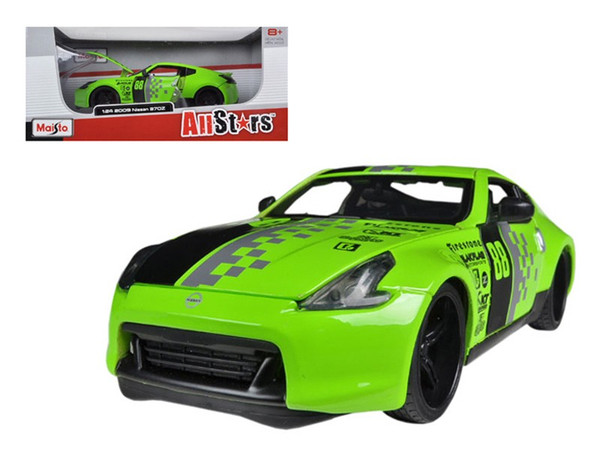 2009 Nissan 370Z #88 Green 1/24 Diecast Model Car By Maisto (Pack Of 2) 31353grn