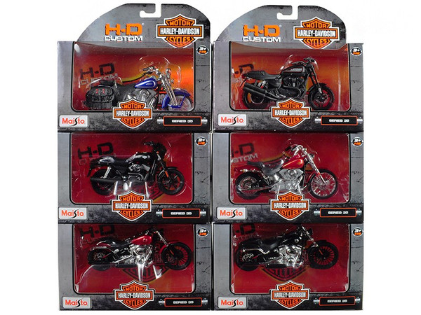 Harley Davidson Motorcycle 6pc Set Series 35 1/18 Diecast Models by Maisto 31360-35