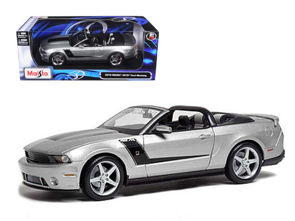 2010 Ford Mustang Convertible 427R Roush Edition Silver 1/18 Diecast Model Car by Maisto 31669s