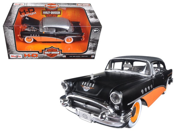 1955 Buick Century Harley Davidson Black / Orange 1/26 Diecast Model Car by Maisto 32197BK/OR