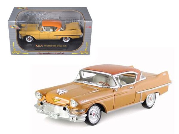1957 Cadillac Series 62 Coupe De Ville Yellow 1/32 Diecast Car Model By Signature Models (Pack Of 2) 32359y