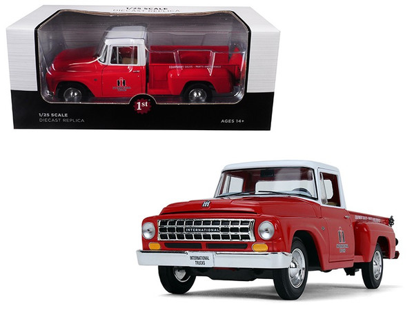 International Harvester C1100 "International Trucks" Pickup Truck Red with White Top 1/25 Diecast Model Car by First Gear 40-0418