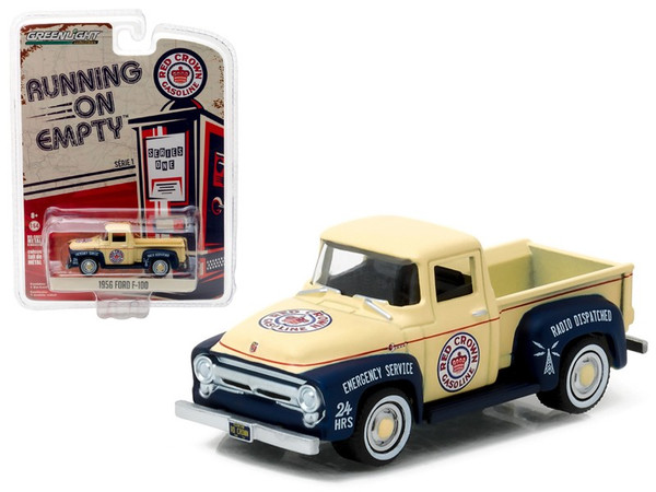 1956 Ford F-100 Red Crown Gasoline Pickup Truck 1/64 Diecast Model Car By Greenlight (Pack Of 3) 41010A