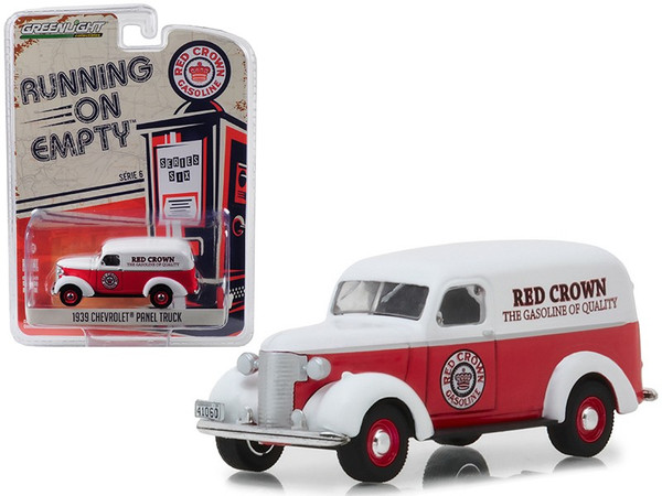 1939 Chevrolet Panel Truck "Red Crown Gasoline" Red With White Top "Running On Empty" Series 6 1/64 Diecast Model Car By Greenlight (Pack Of 3) 41060E