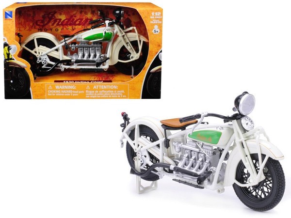 1930 Indian Chief White Bike 1/12 Diecast Motorcycle Model By New Ray (Pack Of 2) 42163
