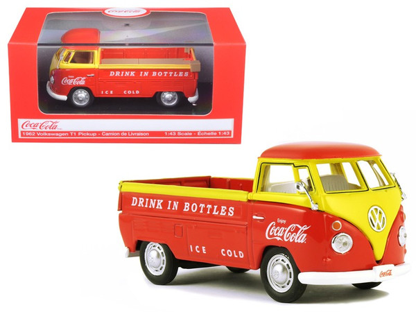 1962 Volkswagen Pickup Truck Coca Cola Orange And Yellow 1/43 Diecast Model Car By Motorcity Classics (Pack Of 2) 442338