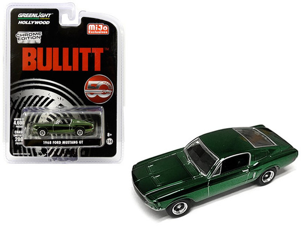 1968 Ford Mustang Gt Chrome Green Edition "Bullitt" (1968) Movie "50 Years Anniversary" Limited Edition To 4600 Pieces Worldwide 1/64 Diecast Model Car By Greenlight (Pack Of 3) 51226