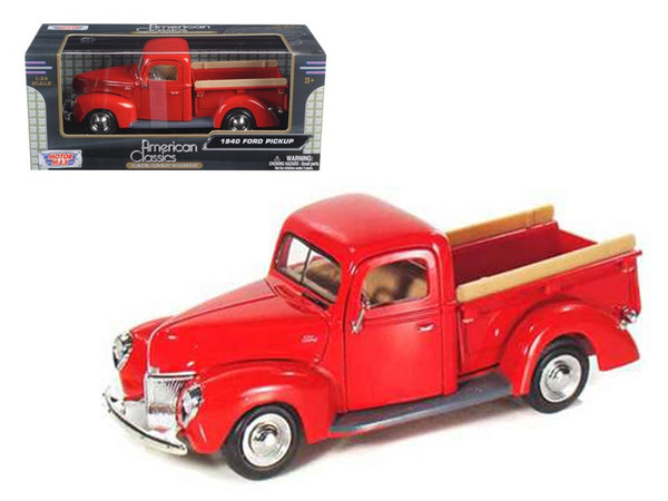 1940 Ford Pickup Truck Red 1/24 Diecast Model Car By Motormax (Pack Of 2) 73234r