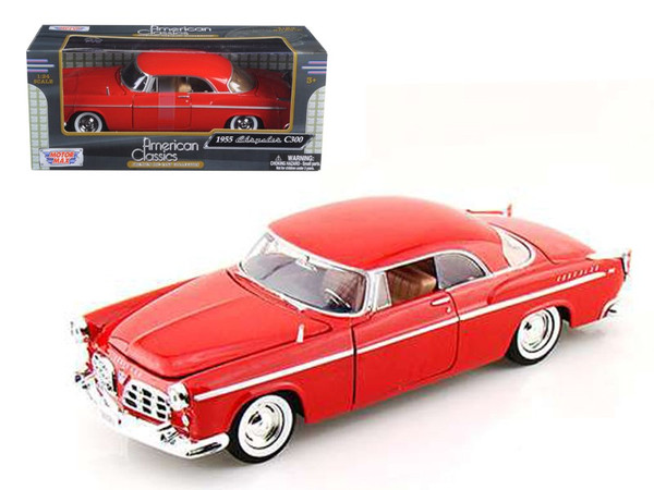 1955 Chrysler C300 Red 1/24 Diecast Model Car By Motormax (Pack Of 2) 73302r