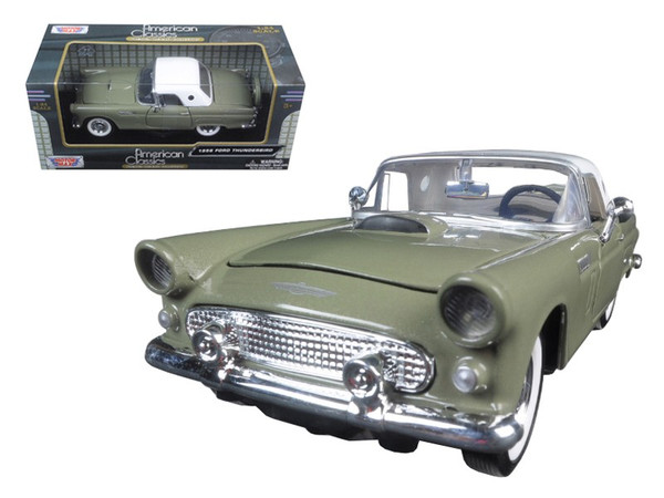 1956 Ford Thunderbird Soft Top Green 1/24 Diecast Car Model By Motormax (Pack Of 2) 73312grn