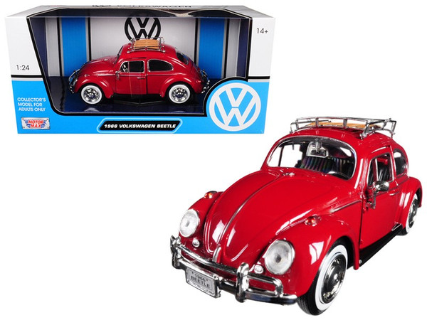 1966 Volkswagen Classic Beetle Red 1/24 Diecast Car Model By Motormax (Pack Of 2) 79558-79559
