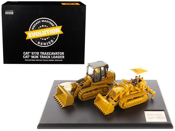 CAT Caterpillar 977D Traxcavator (Circa 1955-1960) and CAT Caterpillar 963K Track Loader (Current) with Operators Evolution Series 1/50 Diecast Models by Diecast Masters 85559