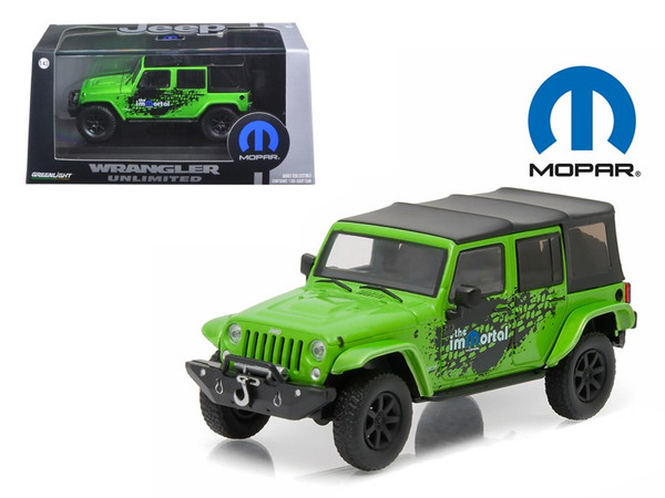 2014 Jeep Wrangler Unlimited Green Mopar Edition The Immortal Tribute With Display Showcase 1/43 Diecast Model Car By Greenlight (Pack Of 2) 86077