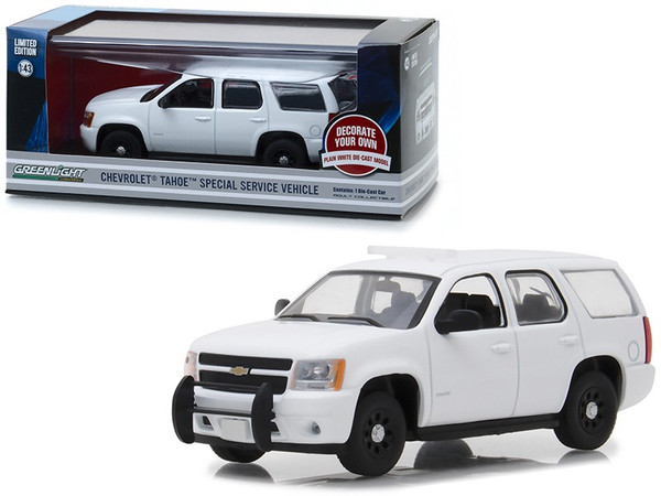 Chevrolet Tahoe Special Service Vehicle Plain White 1/43 Diecast Model Car By Greenlight (Pack Of 2) 86096