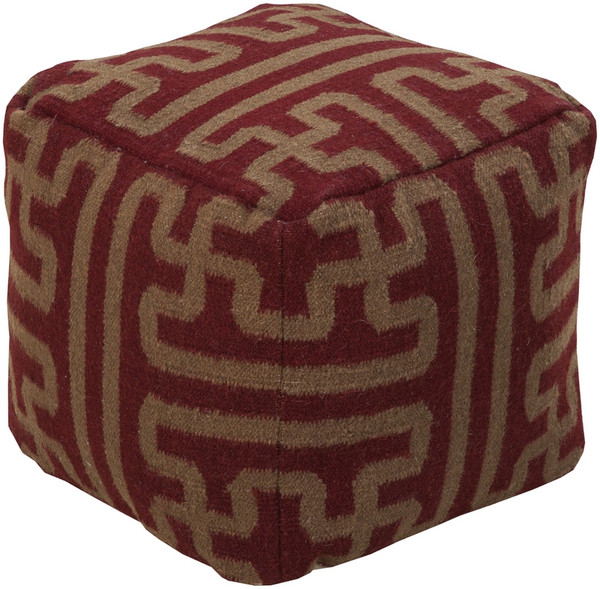 Surya Cube Pouf - Red And Brown POUF-51
