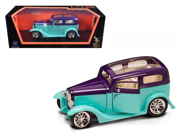 1931 Ford Model A Sedan Green/Purple 1/18 Diecast Model Car by Road Signature 92848GRN