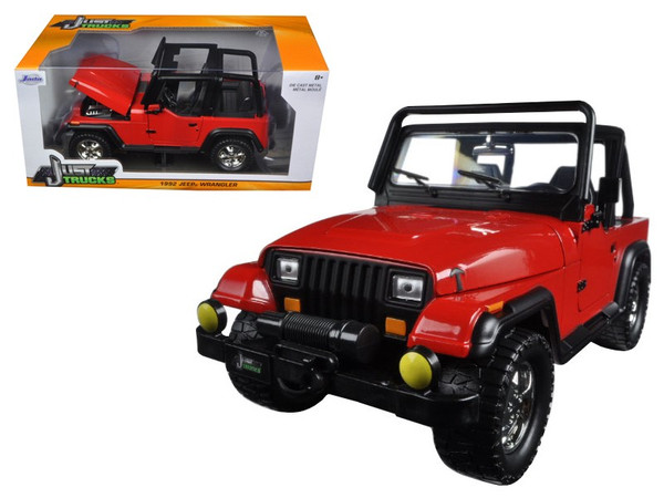 1992 Jeep Wrangler Red 1/24 Diecast Model Car By Jada (Pack Of 2) 98081