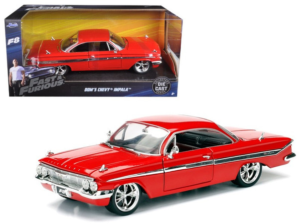 Dom"'S Chevrolet Impala Red Fast & Furious F8 "The Fate Of The Furious" Movie 1/24 Diecast Model Car By Jada (Pack Of 2) 98426