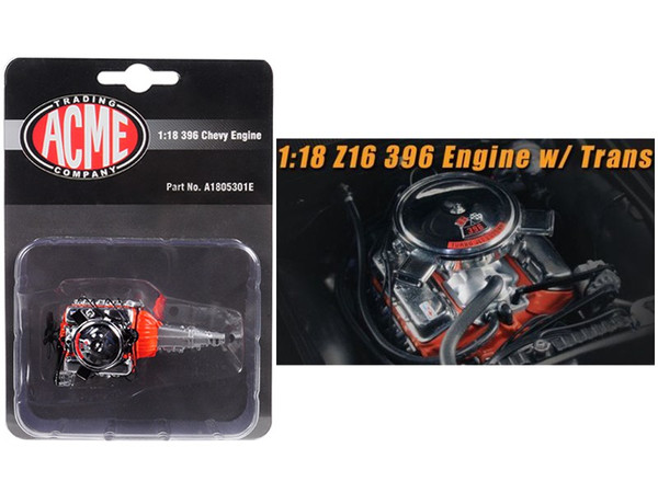 Engine And Transmission Replica Z16 396 From 1965 Chevelle Malibu 1/18 By Acme (Pack Of 2) A1805301E